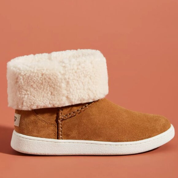 UGG Mika Bootie/Sneaker Foldover Cuff Cognac Women's Size 8.5 Like New - Picture 1 of 9